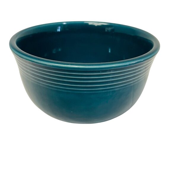 Fiesta Homer Laughlin USA Teal Mixing Bowl Ribbed Stoneware Kitchenware 3" x 6" - Picture 1 of 9
